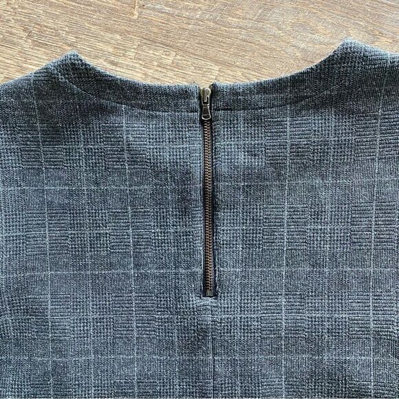 LOFT Dress Windowpane Plaid Gray Office Work Minimal Small Classic - Picture 7 of 12